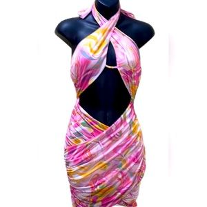 CHERRY MELLOW PASTEL BODYCON HALTER DRESS SZ 34 BUST/M